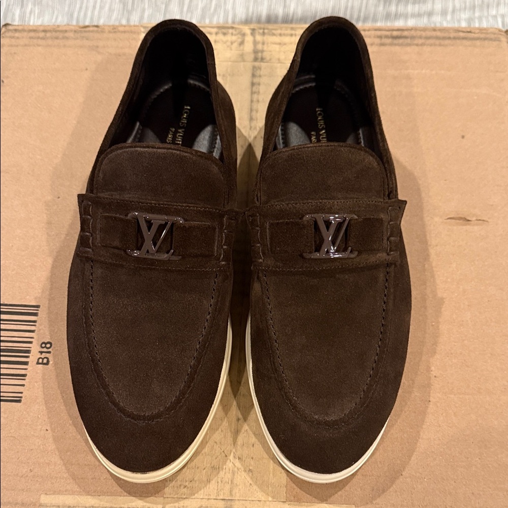 Louis Vuitton Dark Brown Suede Loafers
